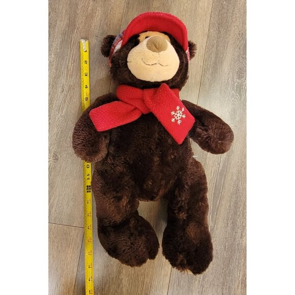 Hugfun International Brown Teddy Bear Red Hat Scarf Plush Stuffed Animal Toy 17" - Picture 9 of 9